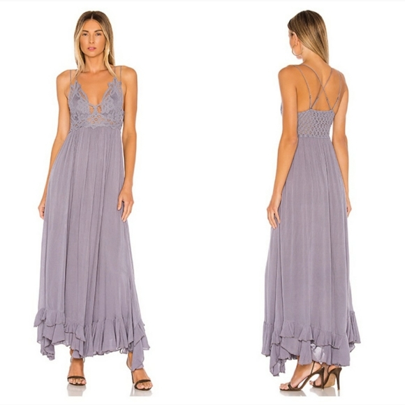 ONE LEFT! Free People Adella Maxi Slip Dress Slate - Picture 9 of 9